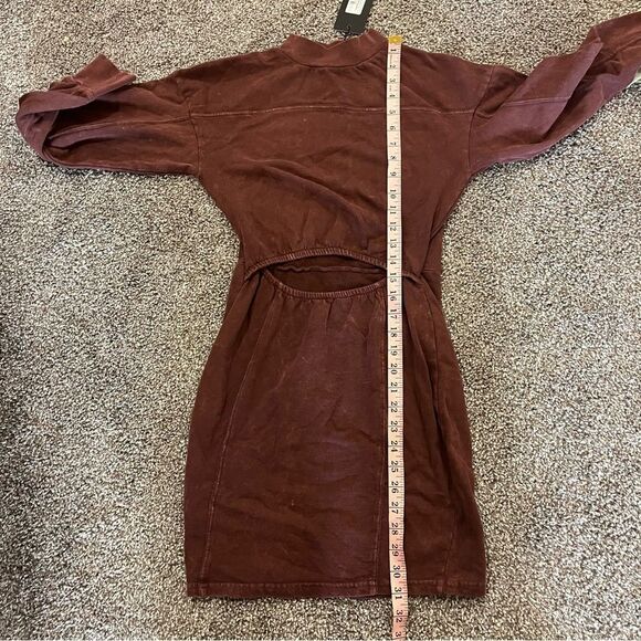 Nasty Gal Cut Out Fitted Sweatshirt Dress Size 2 Chocolate - Picture 16 of 16